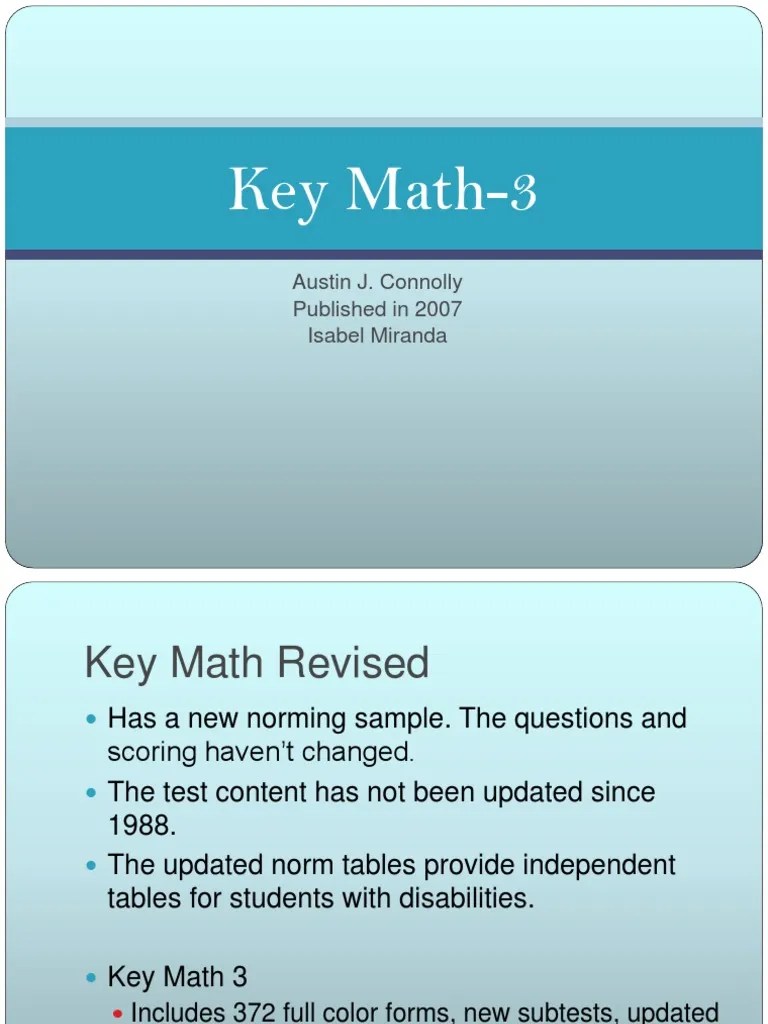 Key Math 3 Validity (Statistics) Teaching Mathematics
