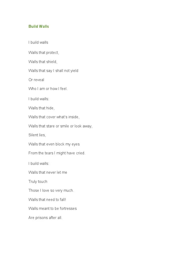 Build Walls (Poem) PDF