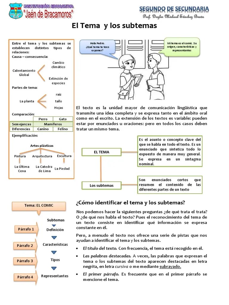 El Tema y Los Subtemas