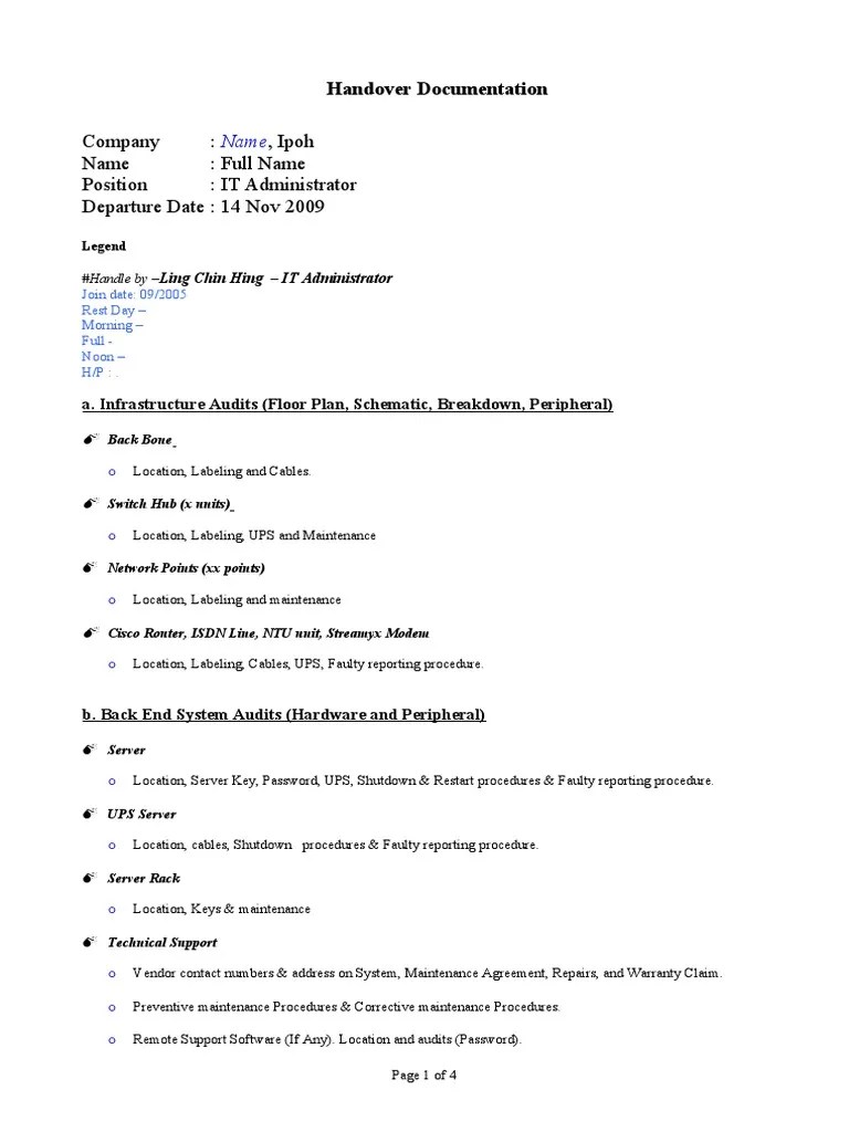 Template Handover Documentation