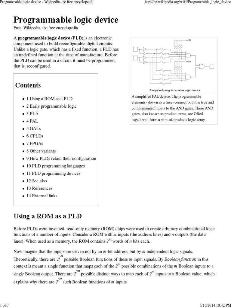 Programmable Logic Device Wikipedia, The Free Encyclopedia Field