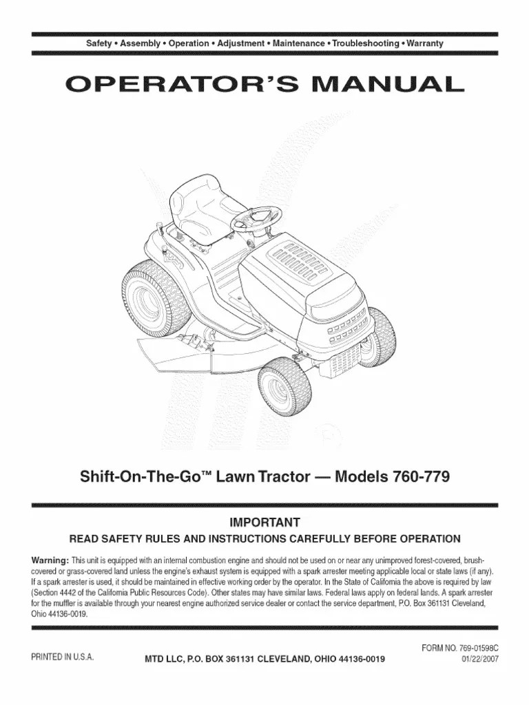 Yard-Man 13AN771G755 front-engine lawn tractor manual Sears.