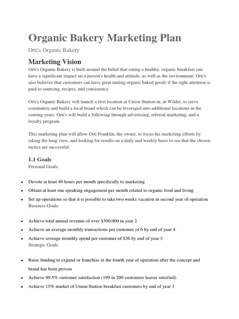 Organic Bakery Marketing Plan. Marketing Advertising