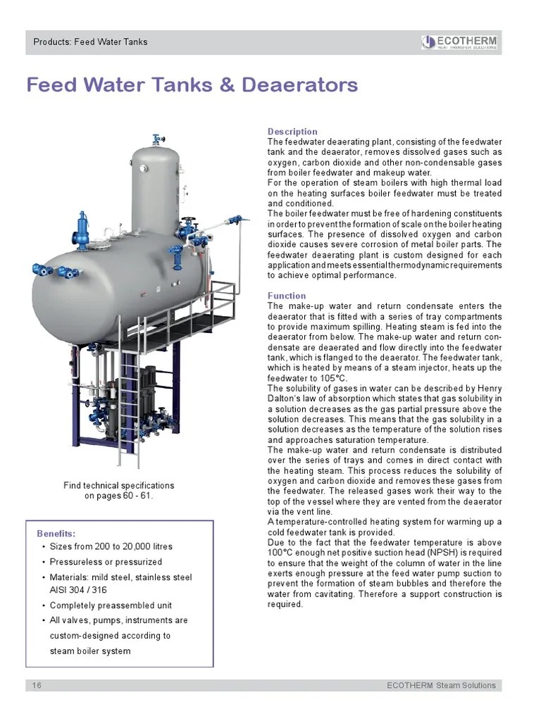 Feed Water Tanks Boiler Transparent Materials