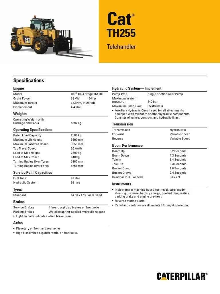 CatTelehandlersspecs.pdf Horsepower Pump