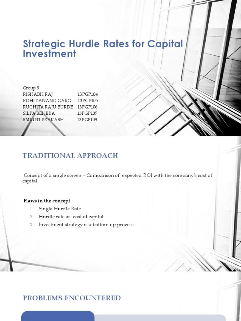 Hurdle Rates Presentation PDF Cost Of Capital Investing