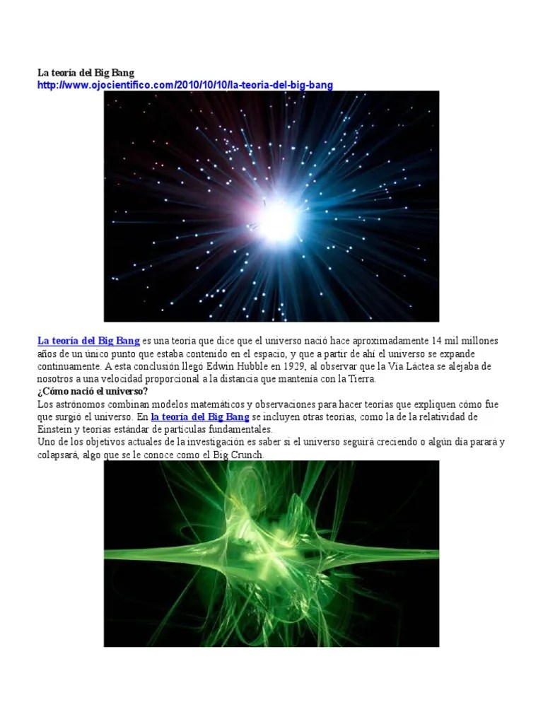 La Teoría Del Big Bang Big Bang Universo