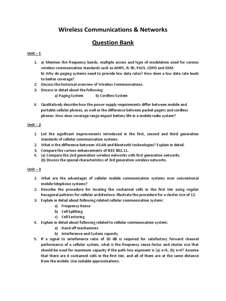 Question Bank Cellular Network Channel Access Method
