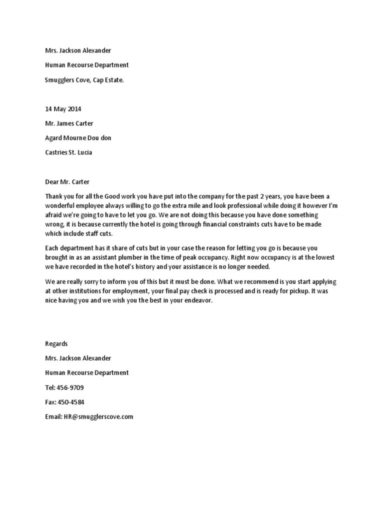Bad News Letter Sample