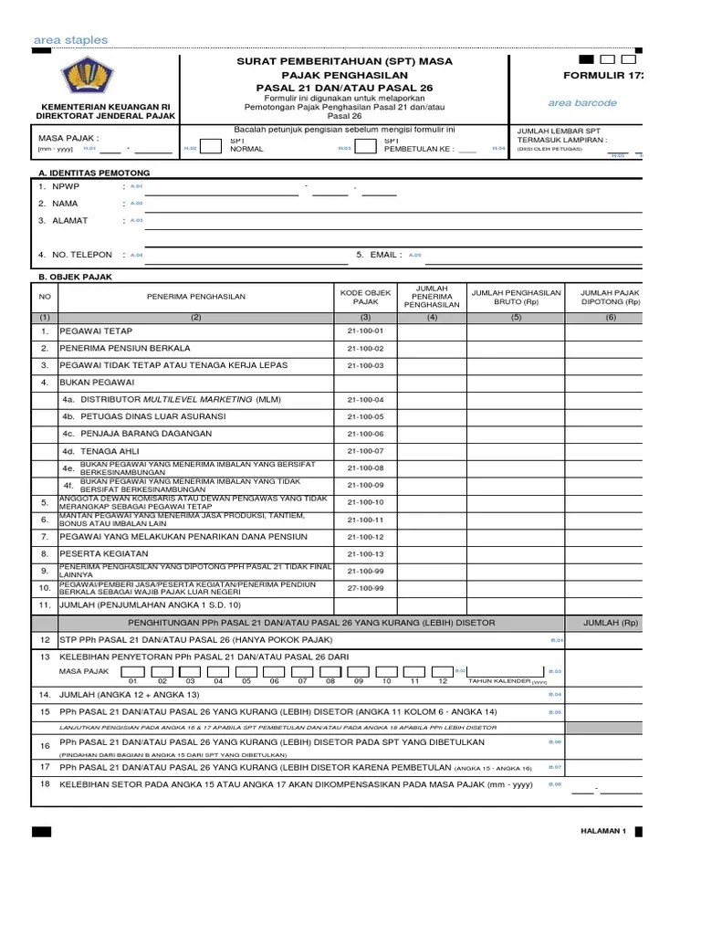 Form SPT PPh Pasal 21