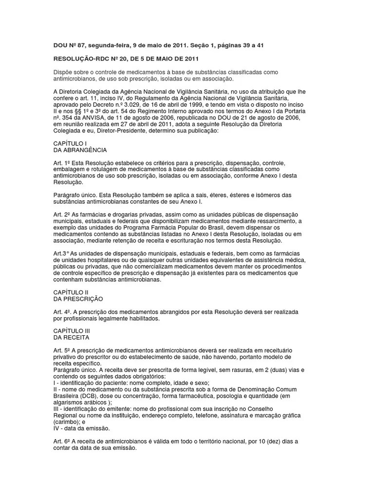 RDC 20 2011.pdf Farmacêutico Droga Farmacêutica