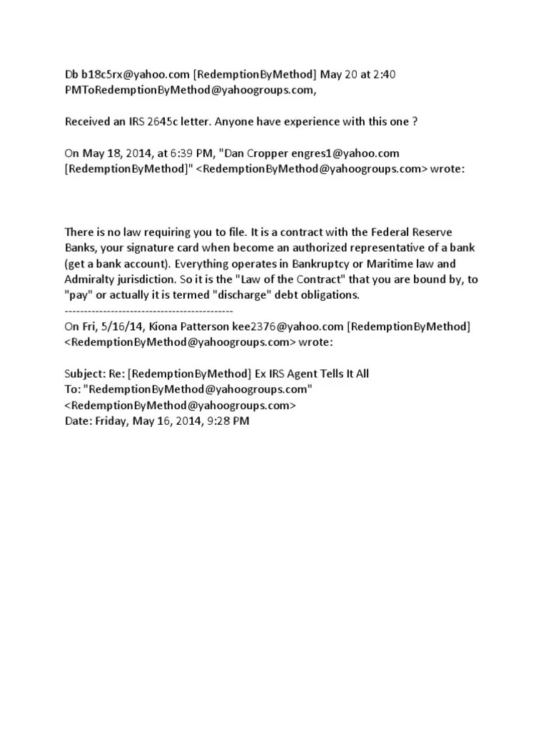 Received an IRS 2645c Letter Admiralty Law Civil Law (Legal System)