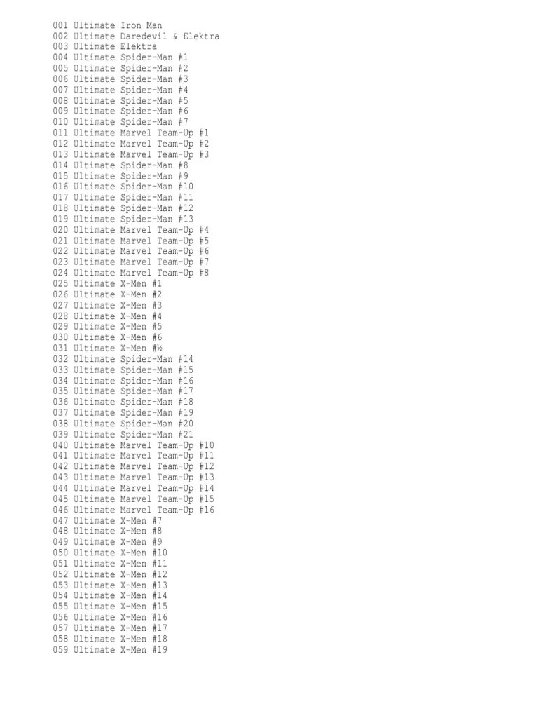 Ultimate Marvel Reading Order PDF American Comics Titles Marvel