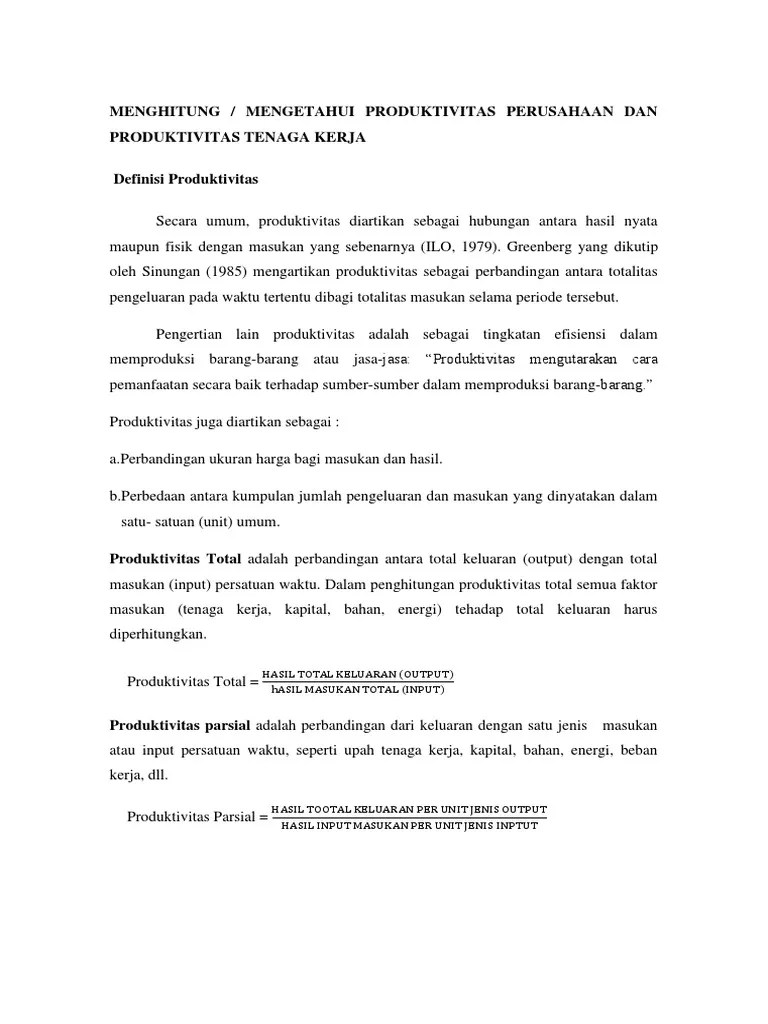 Jenis Jenis Metode Pengukuran Produktivitas