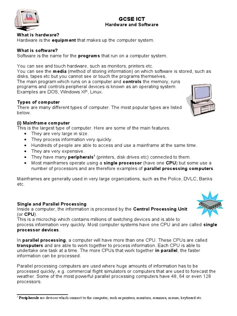 Hardware and Software GCSE Computer Hardware Embedded System