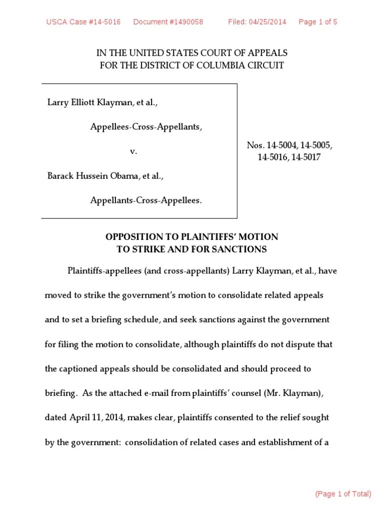 Opposition To Plaintiffs' Motion To Strike and For Sanctions PDF Cm