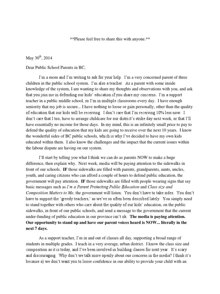 Letter From A Concerned Parent and Teacher in BC | PDF | Individualized