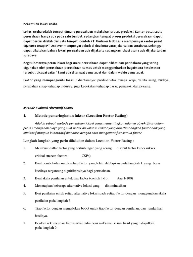 Penentuan Lokasi Usaha | PDF
