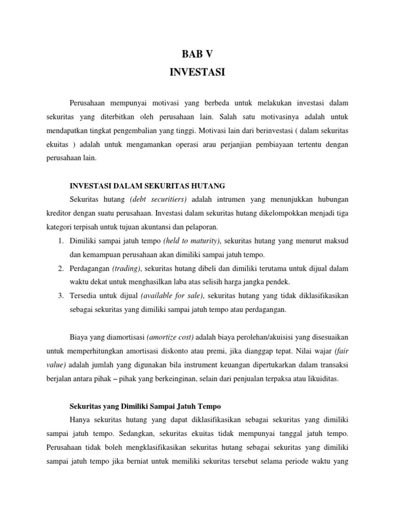 Contoh Soal Investasi Dalam Sekuritas Hutang Berbagi