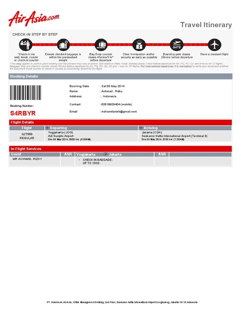Sample Ticket Air Asia Indonesia