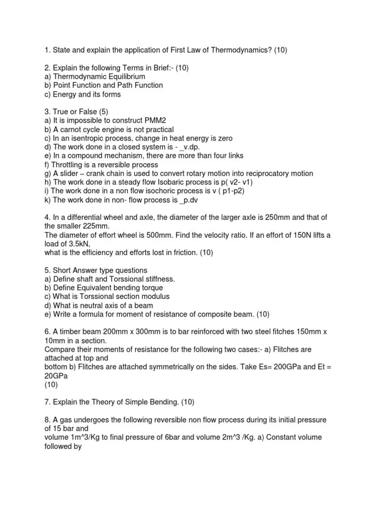 Basics of Mechanical Engineering (1) Thermodynamic Equilibrium Bending
