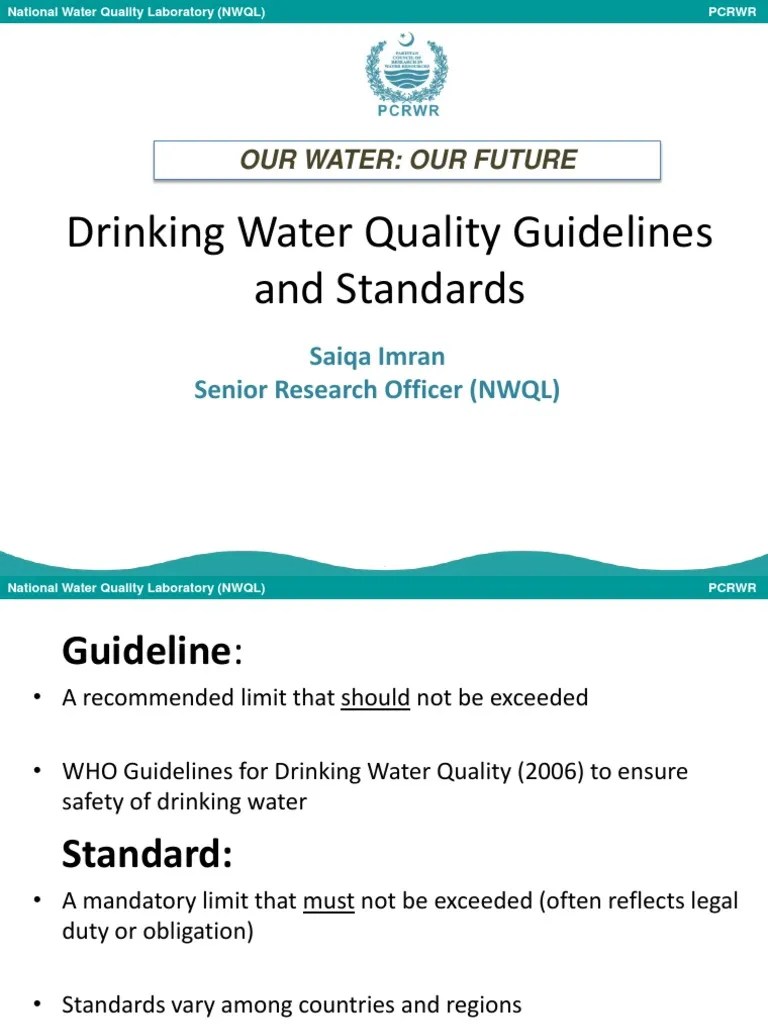Water Quality Standards Water Quality Drinking Water