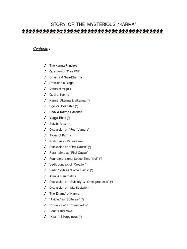 Unraveling the Mysteries of Karma PDF Karma Dharma