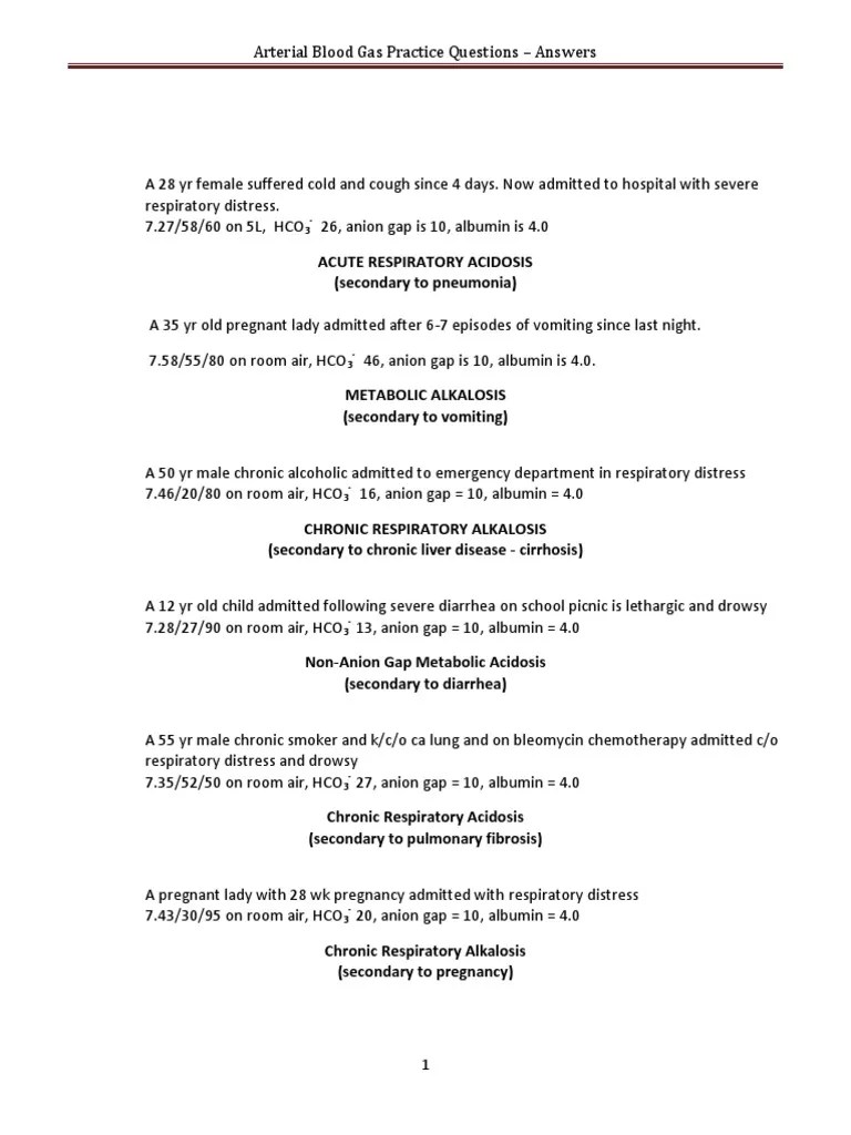 ABG Practice Question Answers