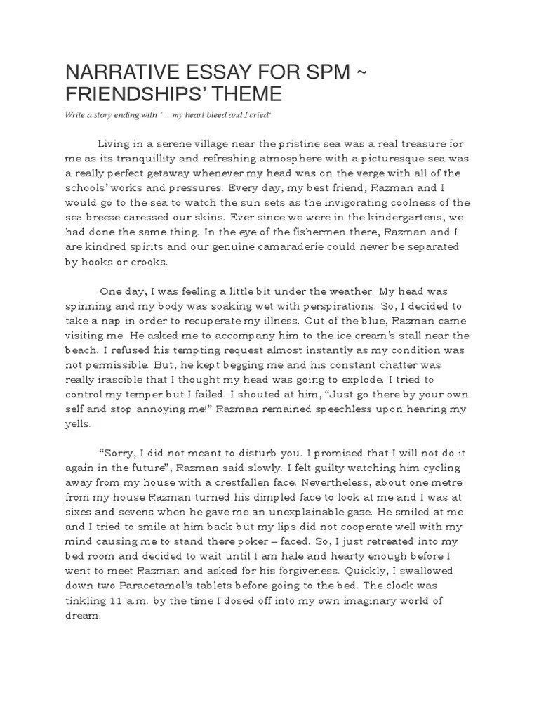Narrative Essay for Spm Nature