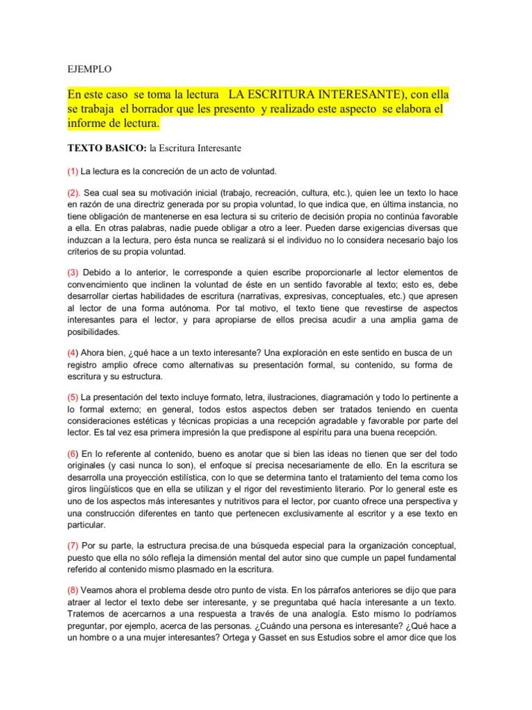 52259787 Ejemplo de Un Informe de Lectura Autor Comprensión