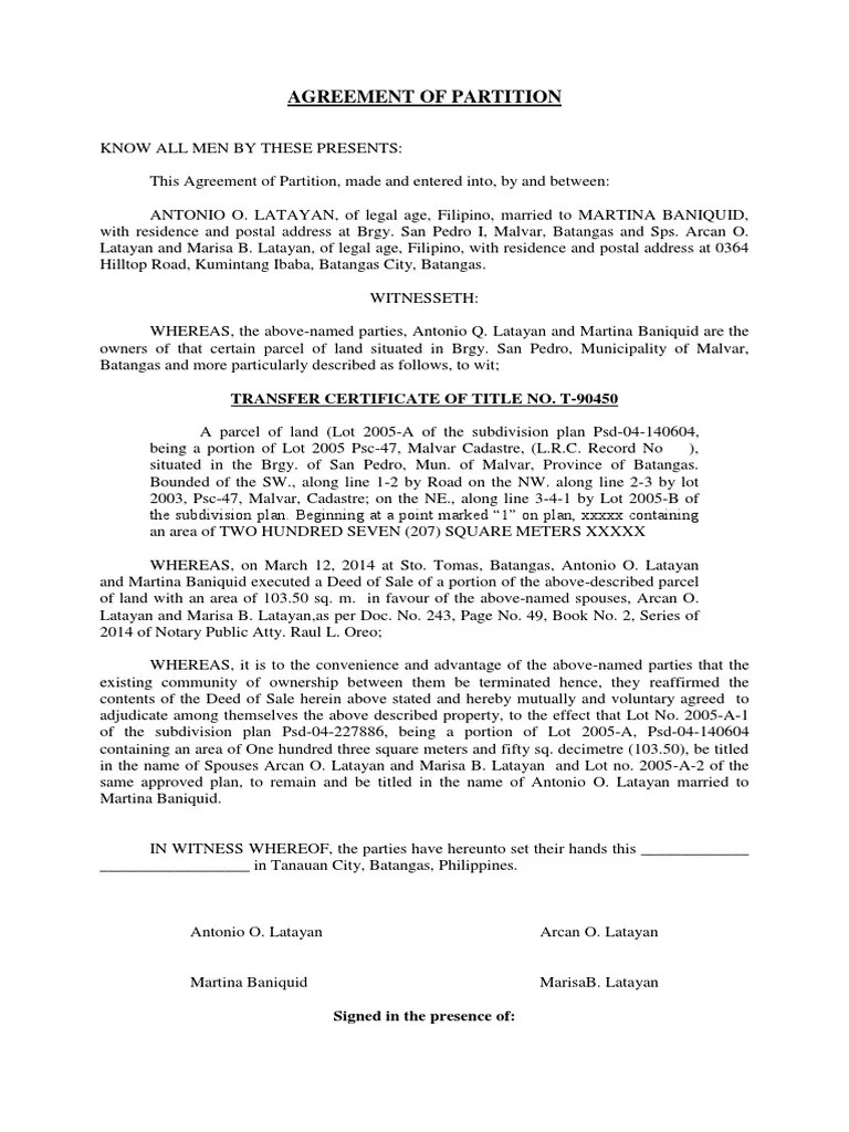 Agreement of Partition Birth Certificate (56 views)
