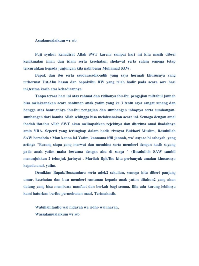 Naskah Pidato Santunan Anak Yatim | PDF