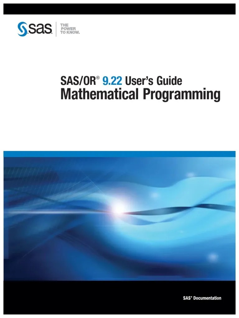 SAS Mathematical Programming Linear Programming Sas (Software)