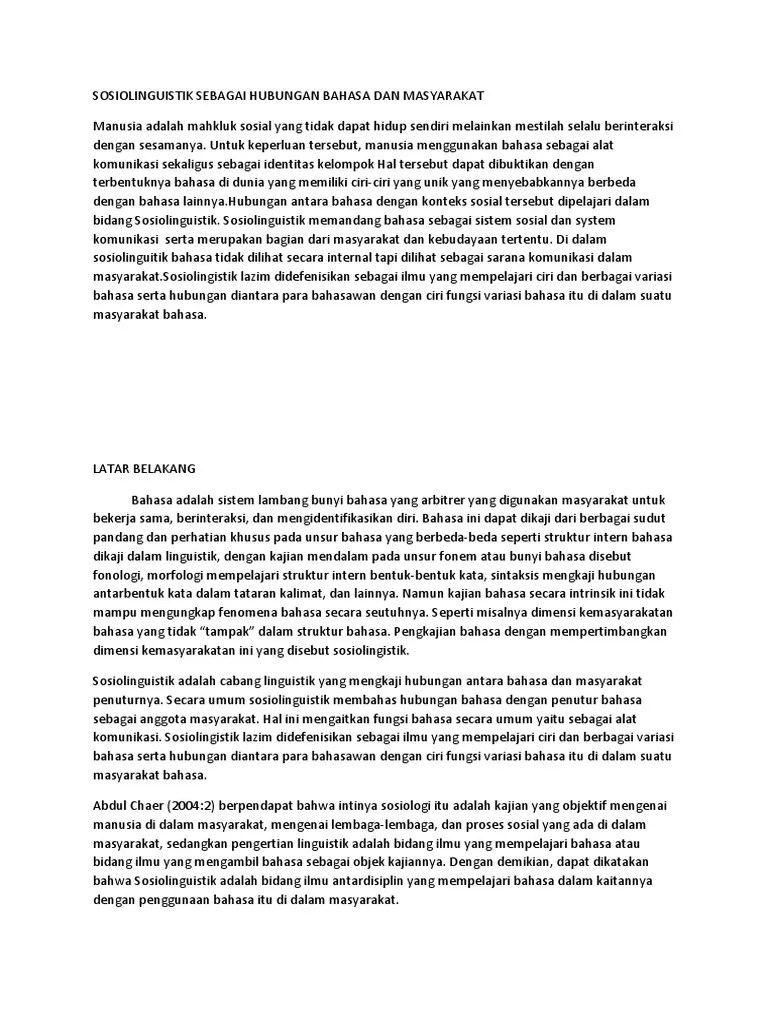 Bahasa Dan Kaitan Masyarakat
