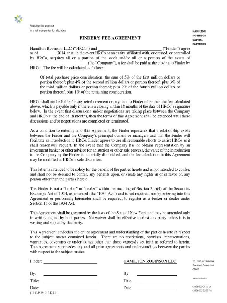 Finders Fee Agreement Business Law Government Information Free 30