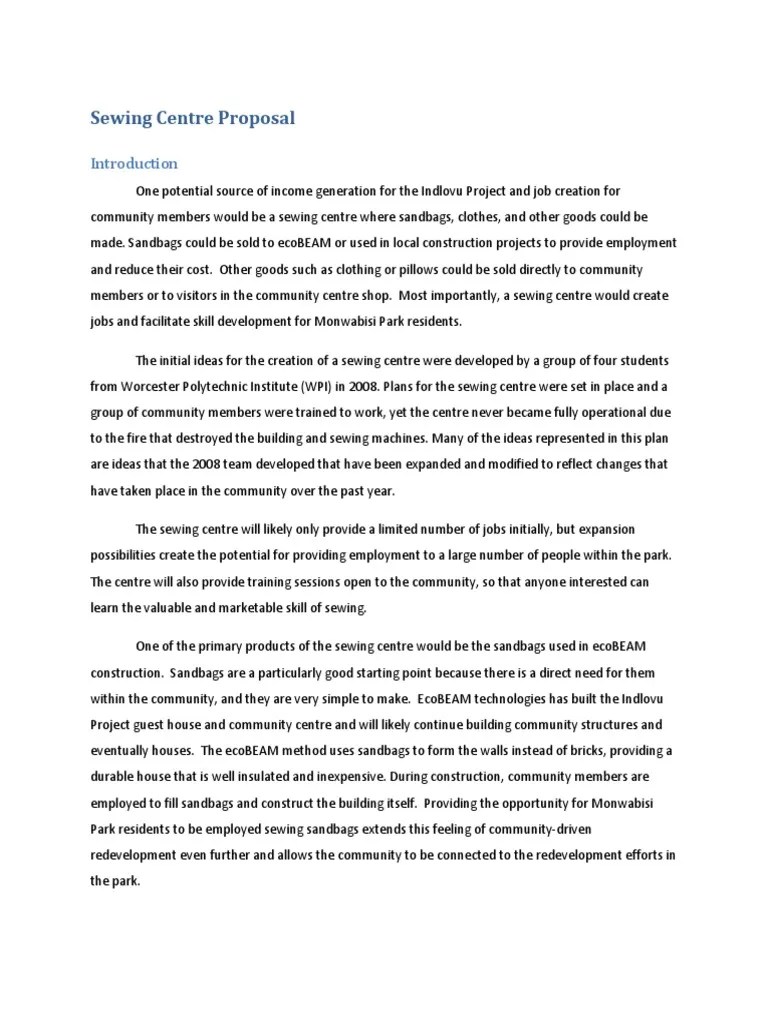 Sewing Centre Proposal Sewing Sewing Machine