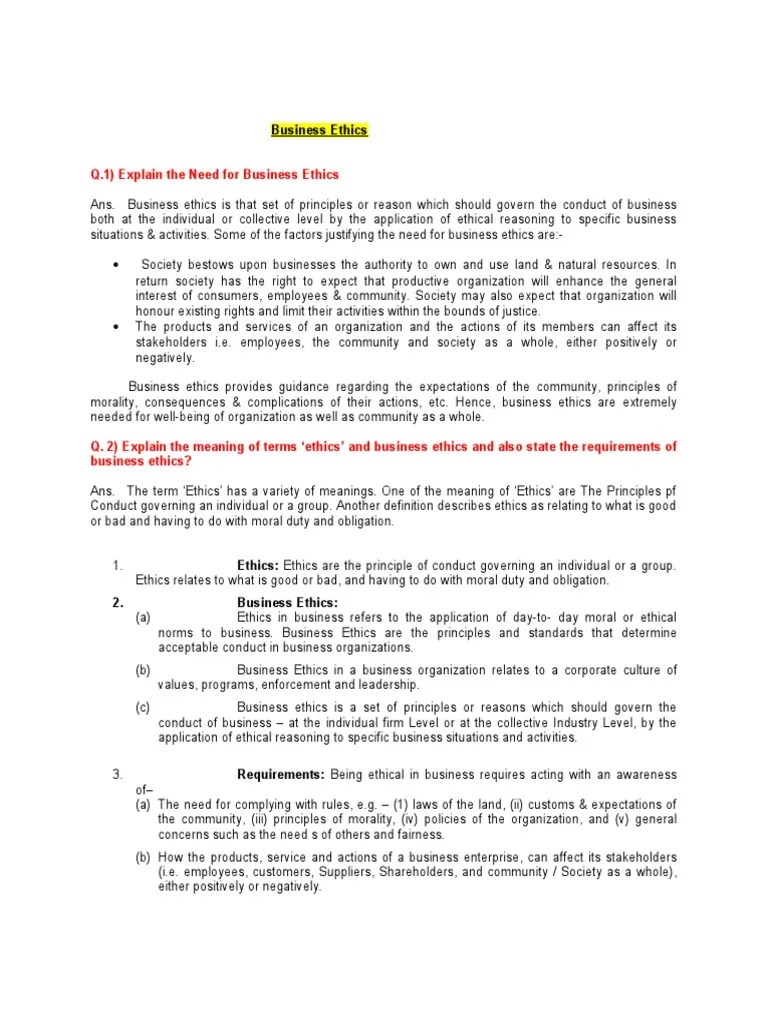 Business Ethics Definition Examples and Forms