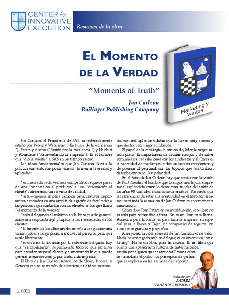 LIBRO EL MOMENTO DE LA VERDAD JAN CARLZON PDF