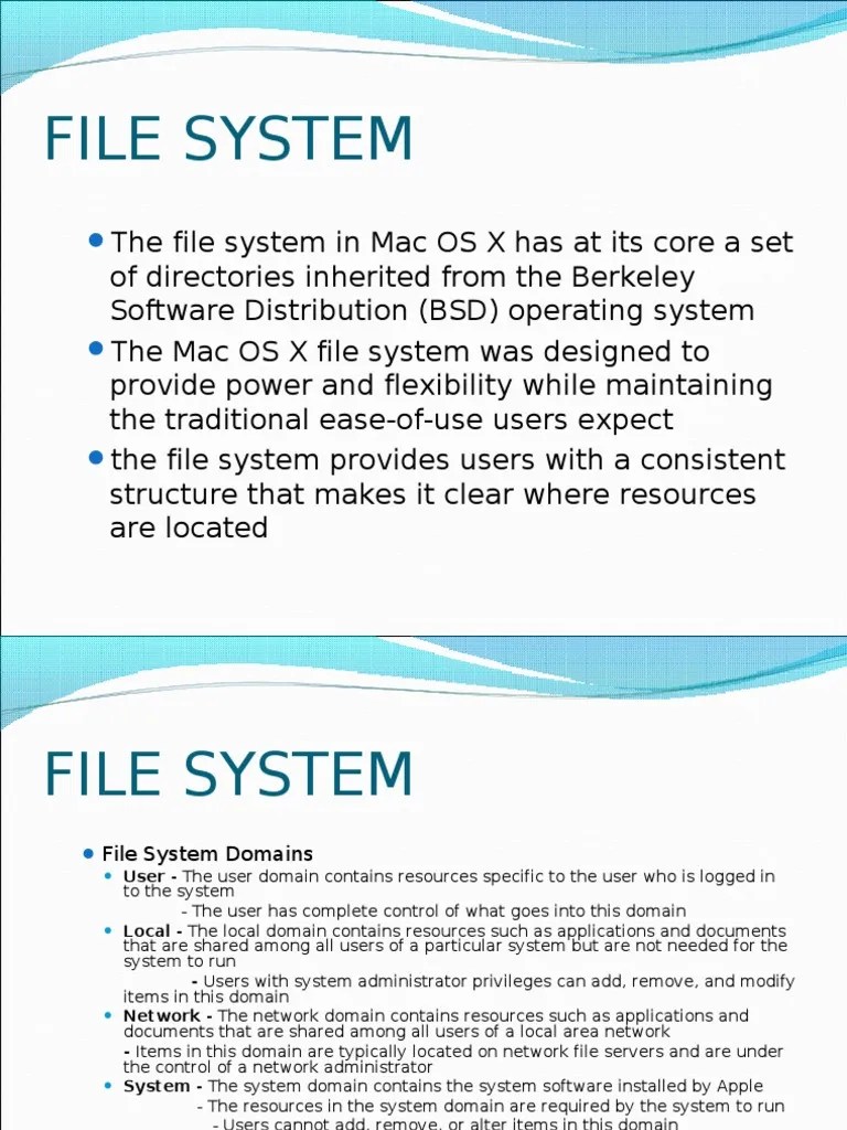 FILE SYSTEM MAC OS X File System Operating System