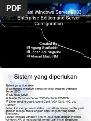 Instalasi Windows Server 2003 Enterprise Edition Dan Konfigurasi | PDF