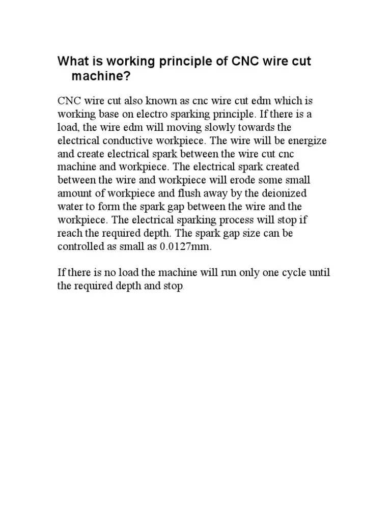 What Is Working Principle of CNC Wirecut Machine PDF