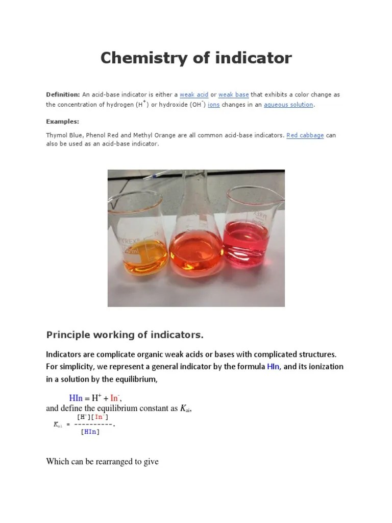 Indicators Titration Chemistry