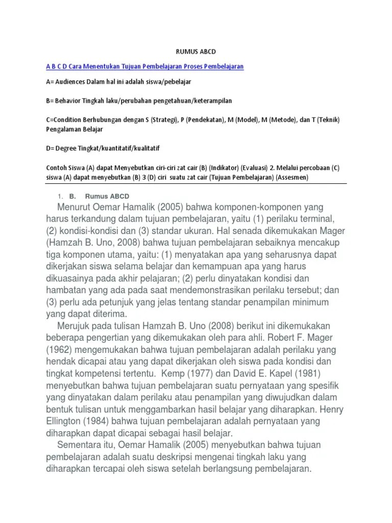 Contoh Tujuan Pembelajaran Abcd - Revisi Id