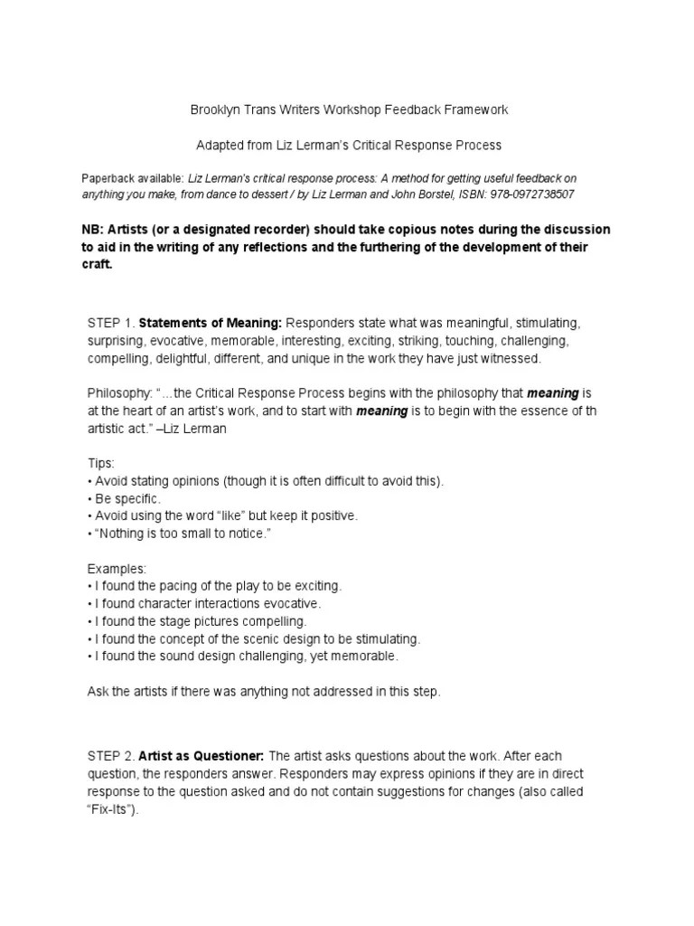 Critical Response Process Cognition Psychology & Cognitive Science