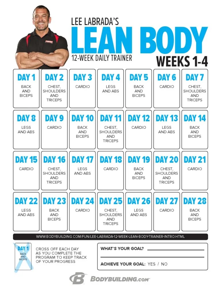 Leanbody Labrada Calendar Limbs (Anatomy) Soft Tissue