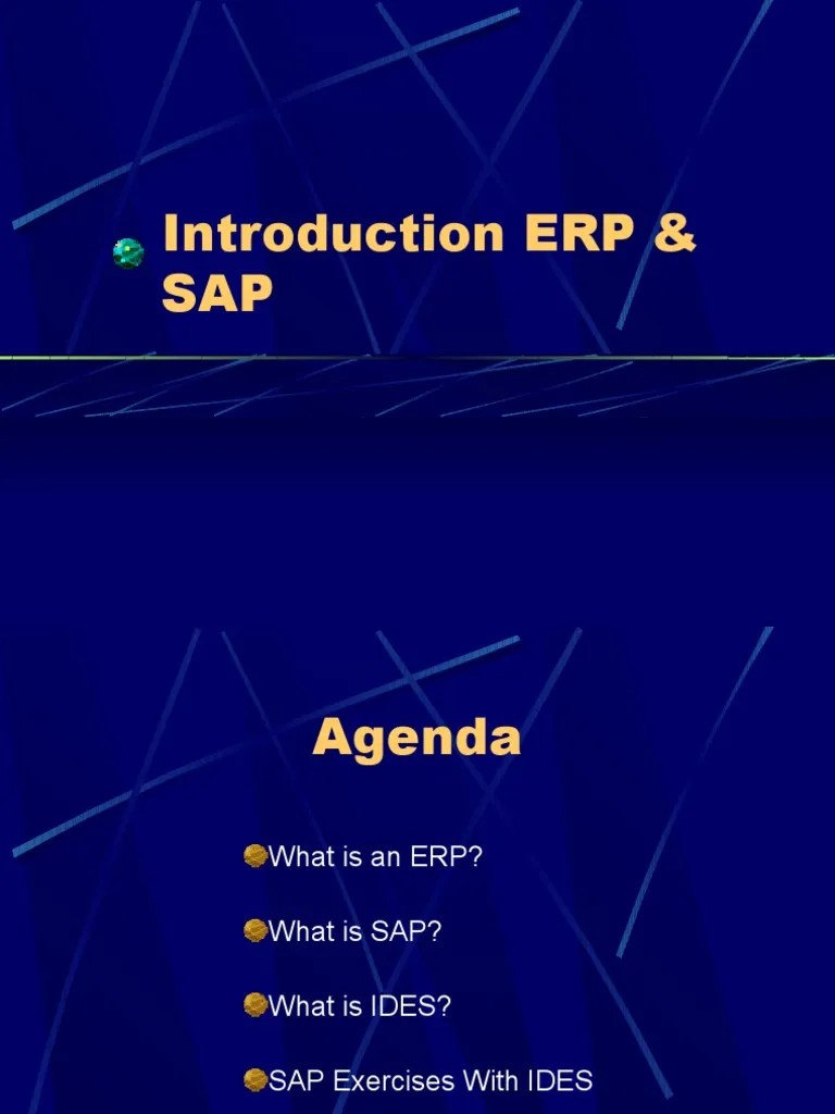 Introduction to Erp & Sap Sap Se Enterprise Resource Planning