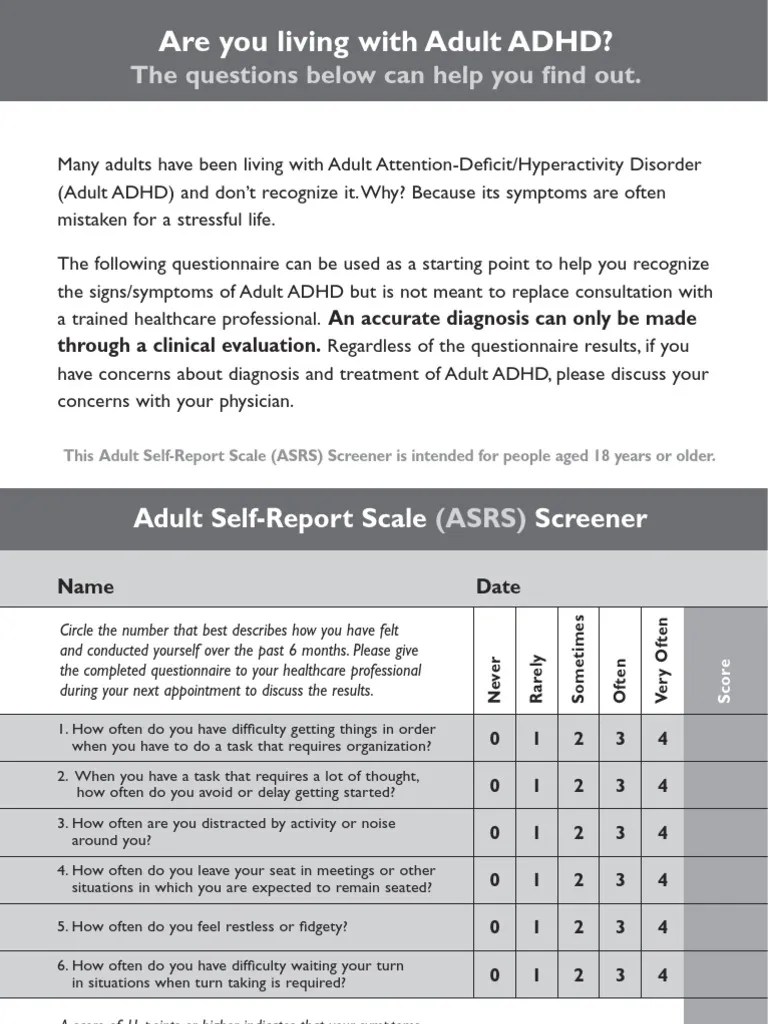 adhd Add Adult Test Adult Attention Deficit Hyperactivity Disorder