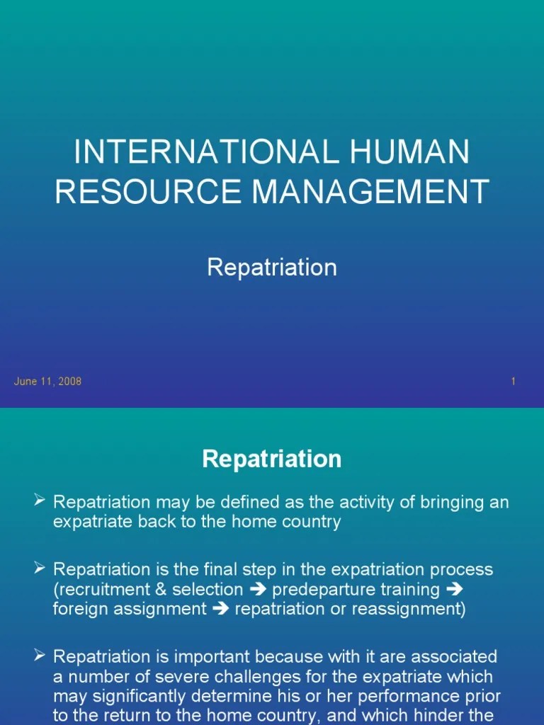 IHRMRepatriation Anxiety Insurance