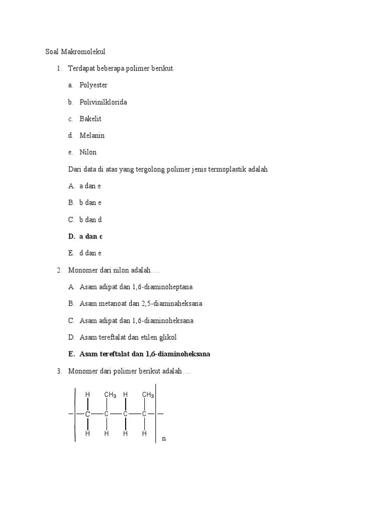 Contoh Soal Hots Essay Materi Makromolekul – Beinyu.com