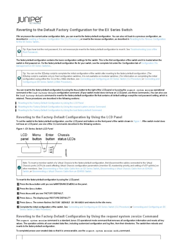 Juniper Ex4200 Factory Reset PDF Command Line Interface Computer